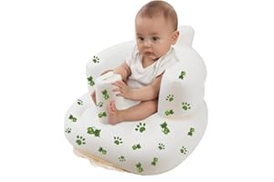 BOHEMIABY Inflatable Baby Seat for 3-36 Months, Portable Blow Up Baby Chair-Built-in Air Pump, Soft Back Support for Toddlers Learning to Sit & Feeding, Indoor & Outdoor Use (Cat)