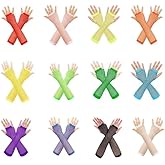 Ainiveiya 12 Pairs Fishnet Gloves for Women Adults - Long Fingerless Arm Sleeves for Cosplay, Rave, Club, Halloween & 80s Costume Party (Neon Colors)