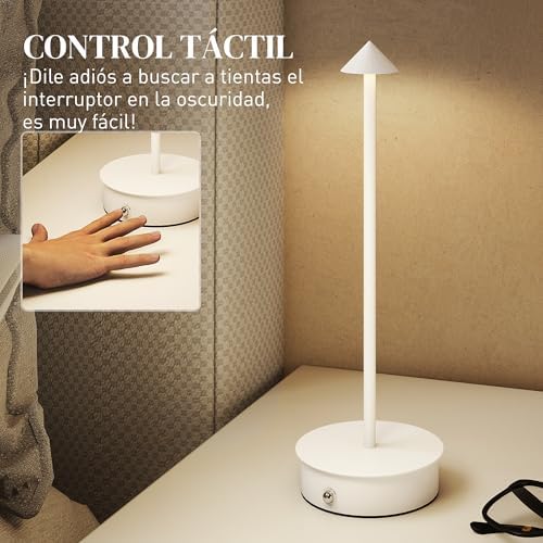 Juego de 2 Lámparas de Mesa Recargables por USB Regulables Blanco
