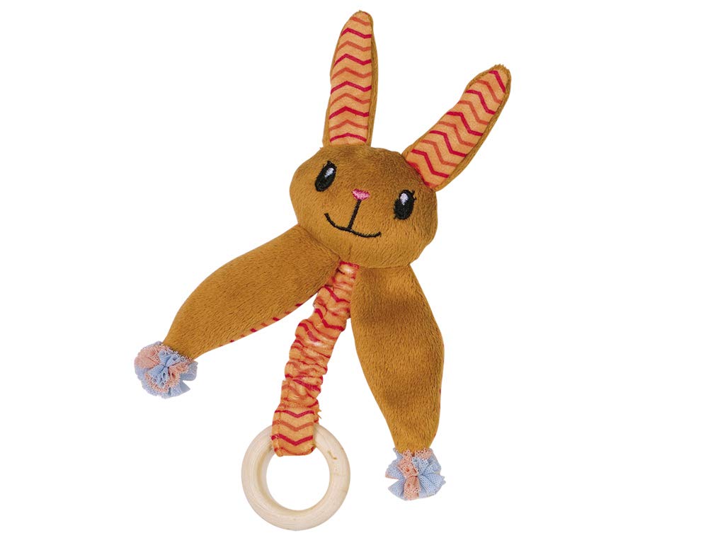 Nobby 80277 Plush Rabbit with Catnip with Wooden Ring 26 g