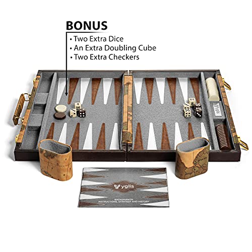 Luxury Backgammon Set Premium Faux Leather Case, Classic Felt Board
