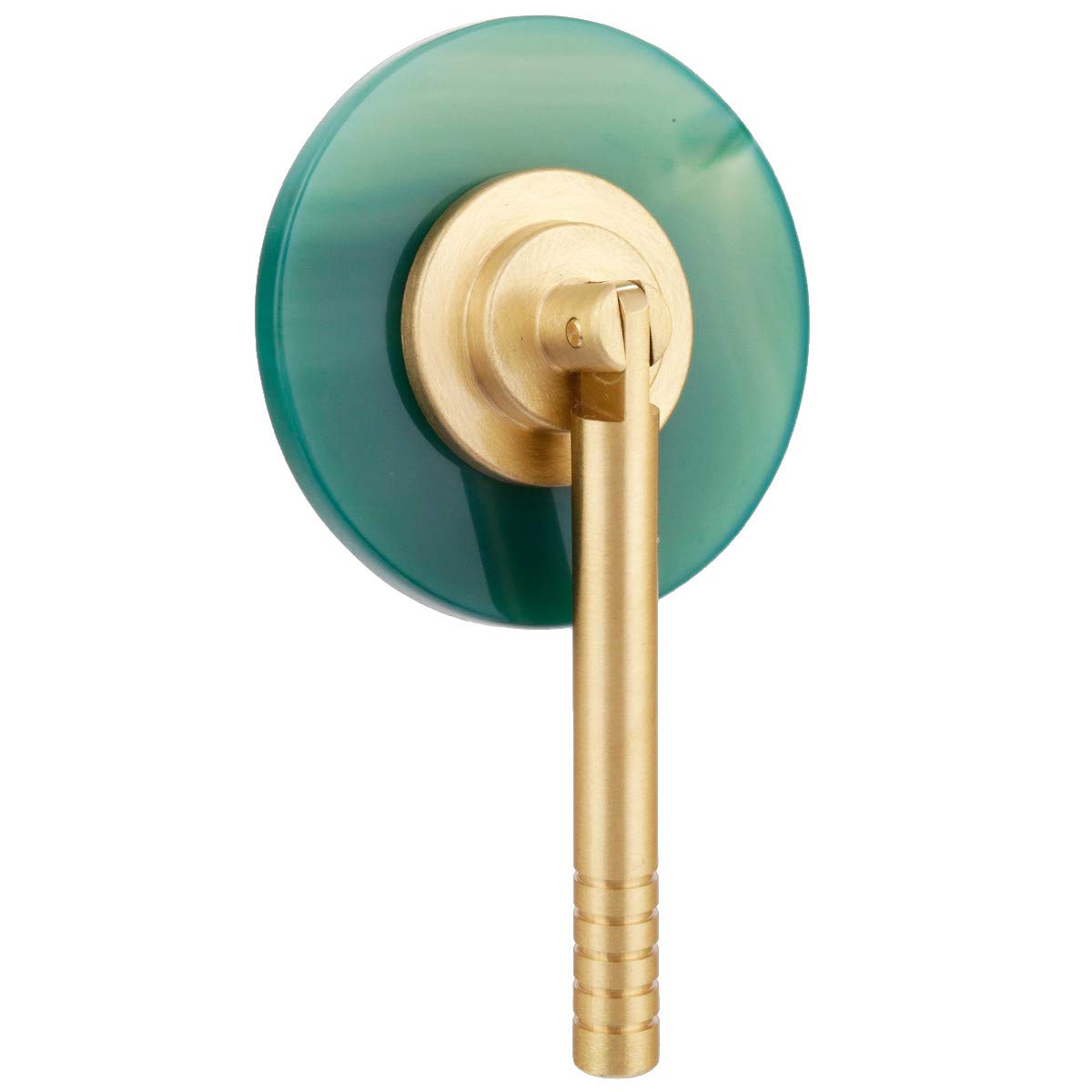 mookaitedecor Set of 2 Green Agate Slice Crystal Stone Cabinet Drawer Knobs, Unique Round Long Pull Handle for Dresser Cupboard Wardrobe Decorative Modern Knob