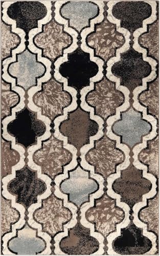 Superior Modern Indoor Area Rug, Non Slip Rug, 4'x6', B Ivory