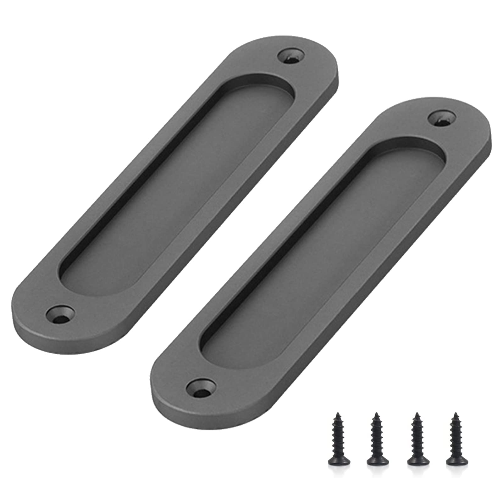 Sicheii 2 Pack Barn Door Handles 6 Inch, Sliding Barn Door Pull Handle, Recessed Door Finger Pull, Rustic Flush Barn Door Handle, Round Corner for Closet Drawer Cabinet Cupboard (Gray)