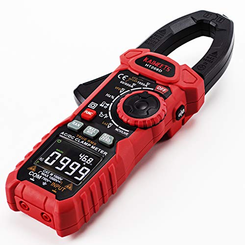 KAIWEETS Einschaltstrom Stromzange 1000A True-RMS AC/DC-Zangenmultimeter, VFD, LOZ-Modus, 6000 Zähler, Misst Strom Spannung Temperatur Kapazität wider