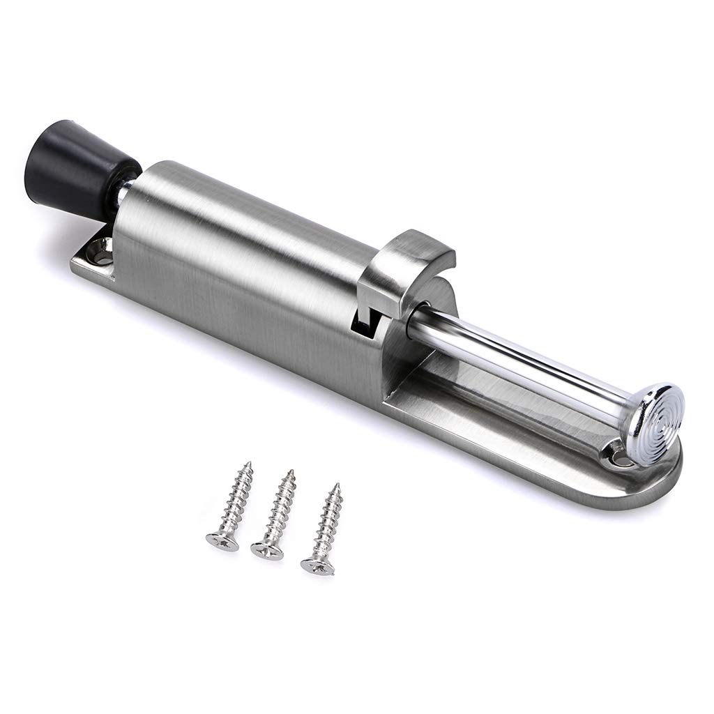 IGNPION Kick Stainless Steel Down Door Locks Stopper Holder Spring Loaded Adjustable