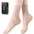 FITU Women's 10-24 Pairs (in Gift Box) Ankle High Sheer Nylon Socks Soft Tight Hosiery with Reinforced Toe