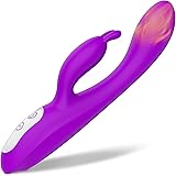 G Spot Couple Vibrator with Heating Function for Clitoris G-spot Stimulation,Waterproof Dildo with 9 Powerful Vibrations Dual