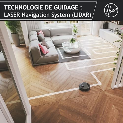 HG530H Robot Aspirateur Wet & Dry Aspire et Nettoie, Brosse XL, Grande Autonomie 90min, Puissant, Ultra Silencieux 68 dBA, Capteurs Anti Chute, Station de Recharge, Programmable, Application