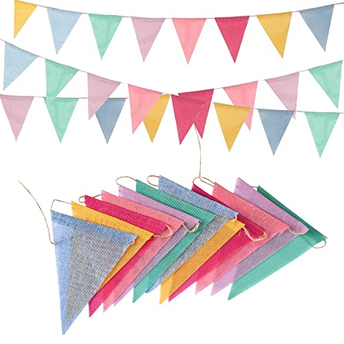 Pennant Banner Flags Pastel - GREATRIL Colorful Triangle Banners for Birthday Easter Classroom School Carnival Garland O