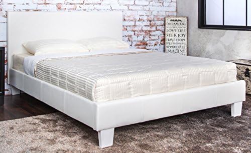 Furniture of America Rhinox Leatherette Platform Bed, Eastern King, White