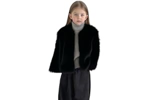 Girls Faux Fur Coat Kids Fashion Furry Open Front Faux Fur Jacket Cardigan Thicken Winter Tween Girls Party Outerwear