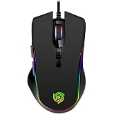 Wired Gaming Mouse - Computer Corded Mouse with 6 Programmable Buttons | Up to 7200 DPI Optical Sensor, RGB Lighting, for PC Laptop, Black ( Cool Viper)