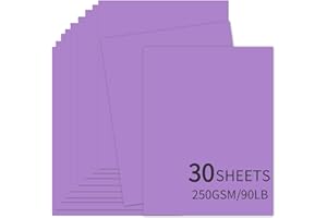 BAZYROCK 30 Sheets Purple Cardstock 8.5'' x 11'', 250gsm/90lb Heavyweight Cover Cardstock Paper, Thick and Smooth Card Stock Perfect for Invitations, Menus, Crafts, DIY Cards, Arts and Crafts (Purple)