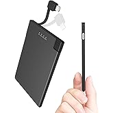 TNTOR Thin Portable Phone Charger with Built in Lightning Cable-3500mAhUltra Slim Travel Power Bank for Pocket Wallet Compatible with iPhone 14/13/12/11/X/8 Series (Not for iPhone 15 16 Series)