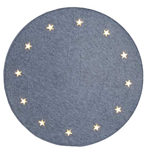 LED-Baumteppich Weihnachtsbaumunterlage 20 LED Sterne Warm-Weiß Filz Grau Ca. 100 cm Ø Trafo