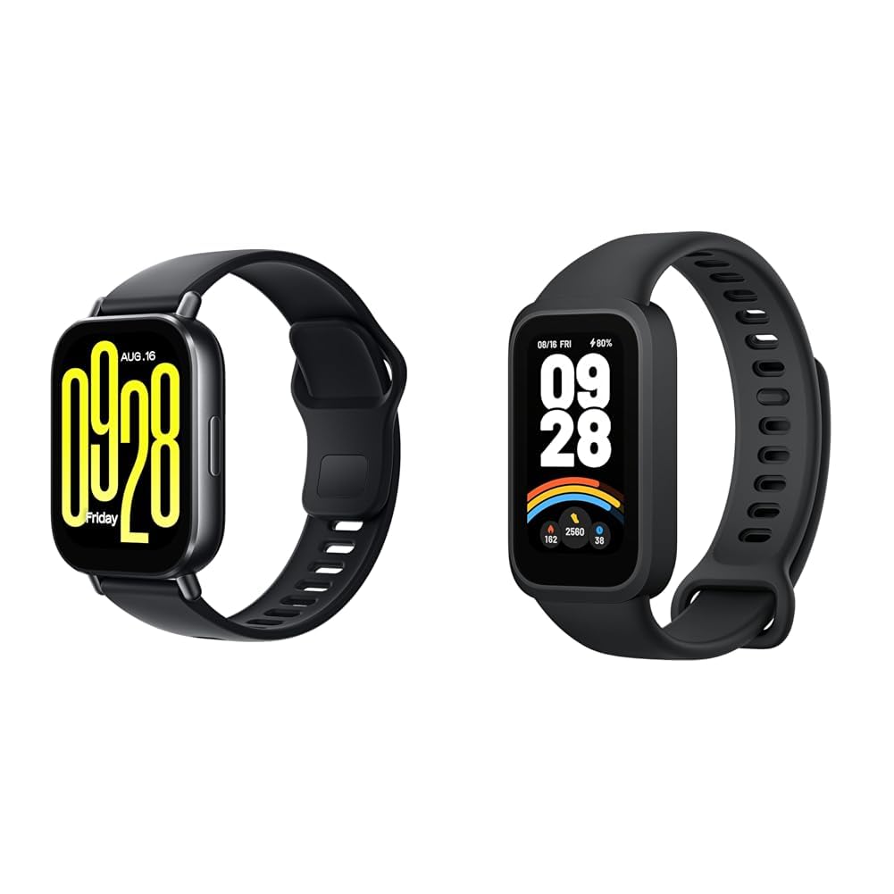 Xiaomi Smart Watch, Redmi Watch 5, Active 2 Inch Large Screen Display, Bluetooth Calls, Alexa Compatible, Midnight Black + Smartwatch, Xiaomi Band 9, Active 18 Days of Continuous Use, 1.47 Inch TFT