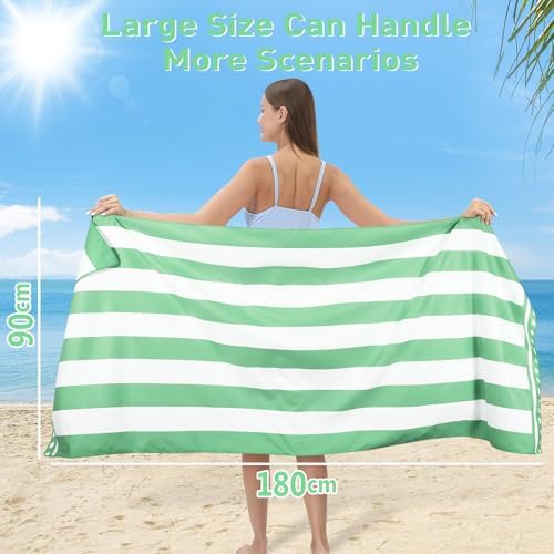 Strandtuch XXL 2er Set 90×180 cm (Dunkelblau + Grün)