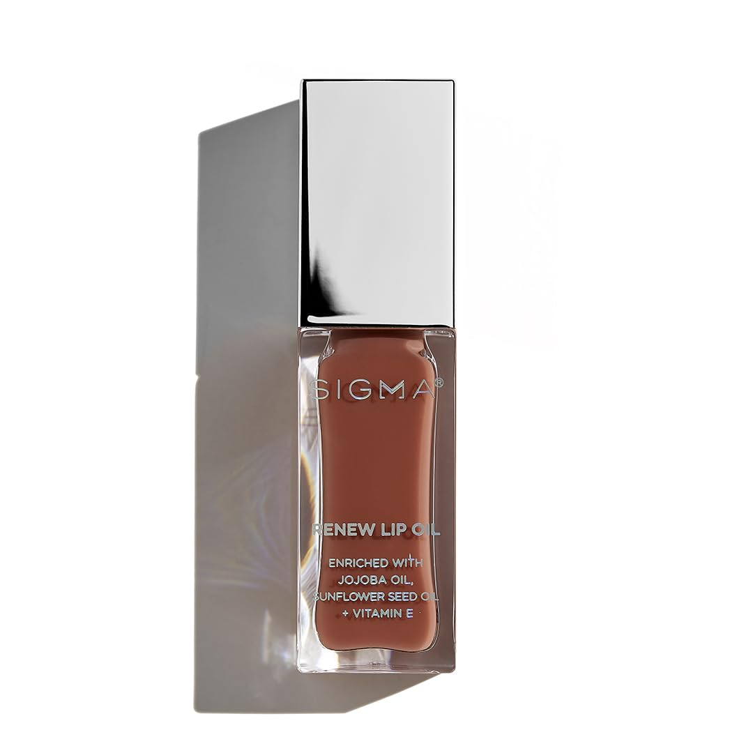 Sigma Beauty Renew Lip Oil - Nuetral Nude Sheen - Nourishing, Non Sticky Lip Oil with Subtle Sheen - Paraben Free Lip Gloss - Tint