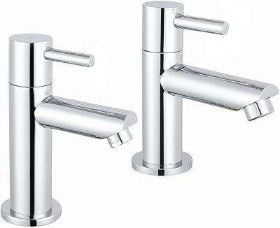 iBathUK Chrome Basin Mixer Taps Hot Cold Bathroom Faucet Pair Solid Brass TB3011