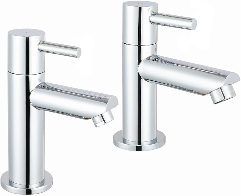 iBathUK Chrome Basin Mixer Taps Hot Cold Bathroom Faucet Pair Solid Brass TB3011