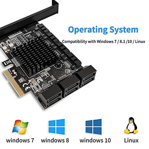 8-Port PCIe SATA Card With Cables - SATA 3.0 6Gbps Controller Expansion Card For PC