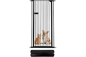 Lumizone Extra Tall Cat Gate 55.12" High Pressure Mounted Extra Wide 2025 New (17 Sizes) 1.37" Gap No Drilling Auto-Close One-Handed Operation Tall Pet Gate for Dogs(Black, 55.12" H x 29.92"-34.24" W)