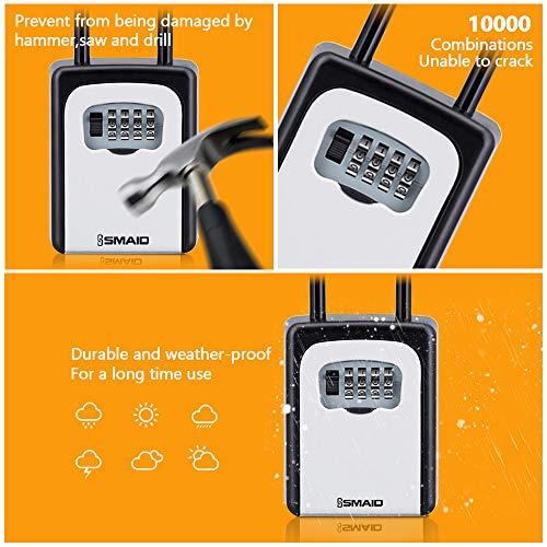 Key Lock Box for House Key, 4Digit Combination Code Portable Lock Box