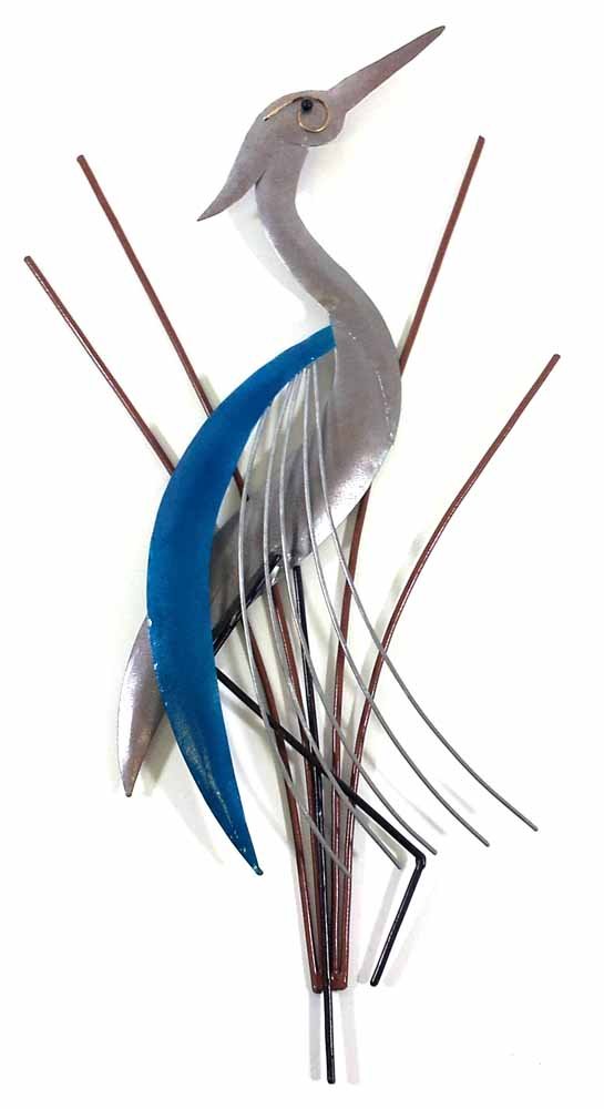 SK Style New Contemporary Metal Wall Art Sculpture – Abstract Bird/Heron Head Up