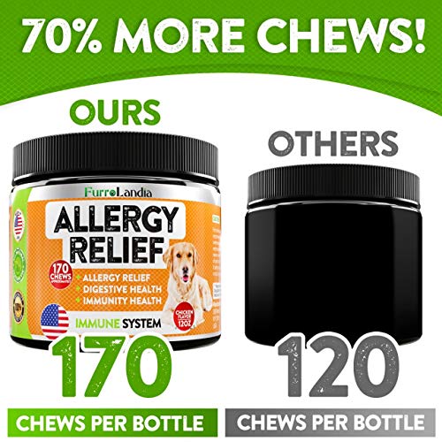 FurroLandia Dog Allergy Relief Chews Omega 3 Salmon Fish Oil