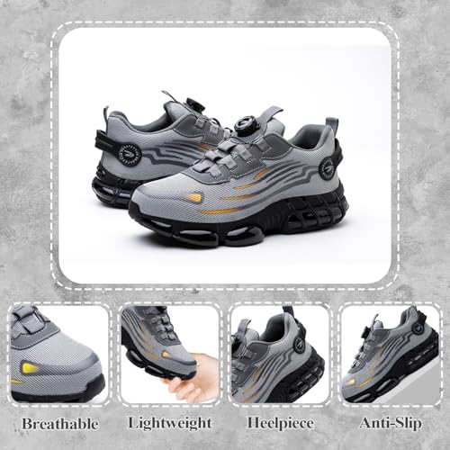 GemChve Safety Shoes Men Women Lightweight Breathable Sneakers Non-Slip Safety Shoes with Steel Toe Quick Adjustment of Laces 36-46 EU