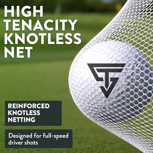 TS Golf Practice Net with Mat & Chipping Target – 3x2.1m Golf Driving Nets for Garden & Indoor Use – Complete Set with Tri-Turf Mat, 5 Balls, 3 Tees & Carry Bag for Golf Practice, chipping game