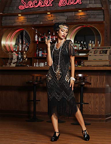 sequin fringe flapper dress