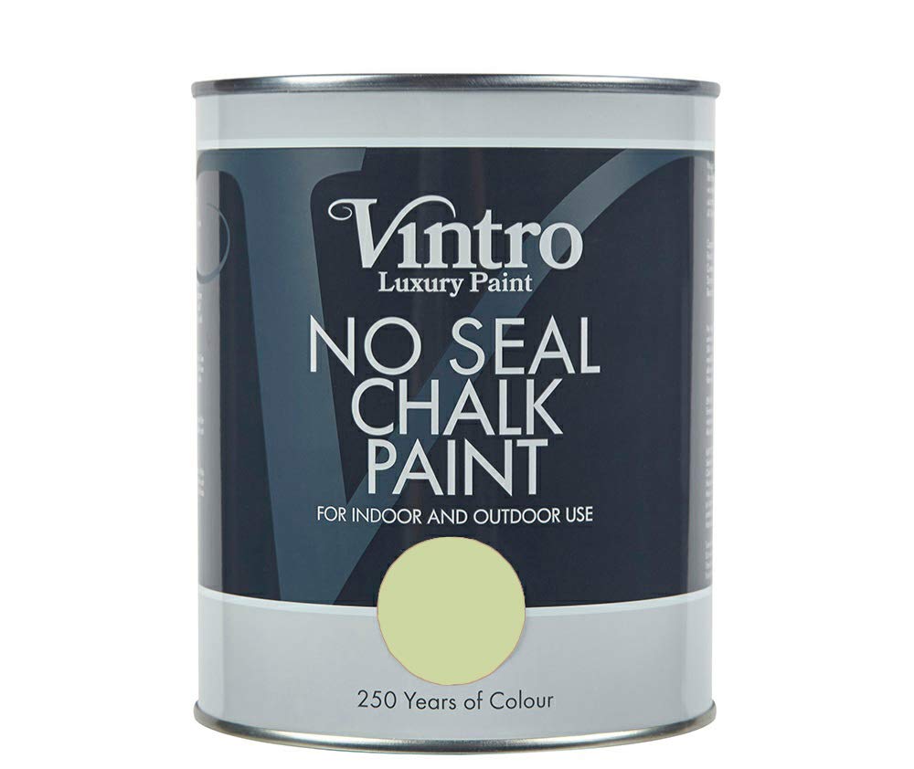 Vintro | No Seal Chalk Paint | Soft Green | Interior & Exterior Use | Furniture | Walls | Wood | Metal | 1 Litre (Eden)