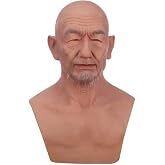 EQAIWUJIE silicone Mask Face Full Head Realistic Old Man Mask Halloween Masks Cosplay Party