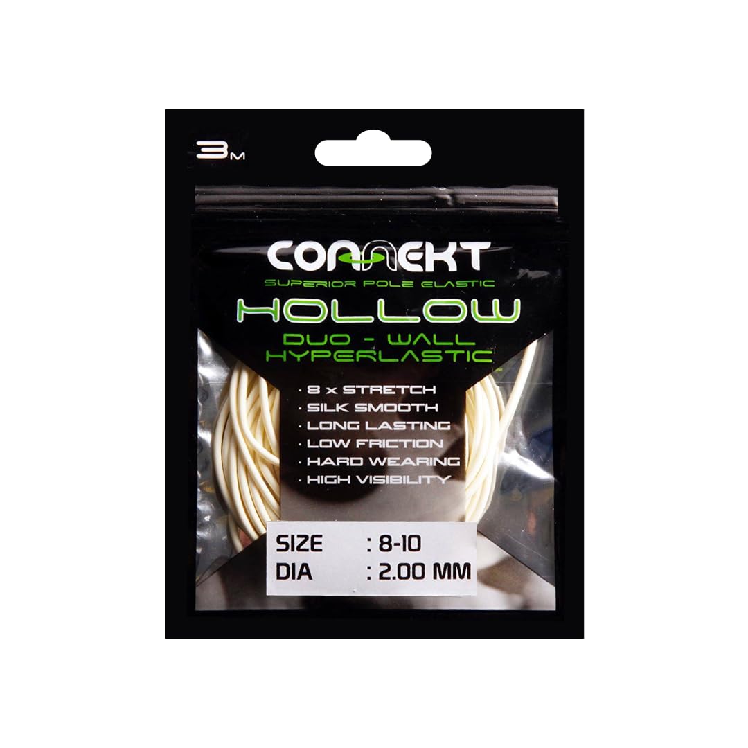 Connekt Hollow Duo-Wall Hyperlastic | Latex Pole Elastic | Perfect For Silvers, Winter F1 Carp, Stock Carp, Small Carp, Paste Fishing & Light Margin, Big Carp and Monster Carp (White)