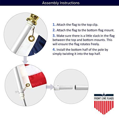 American Flag Kit Includes 6ft Spinning Flagpole, 3x5 Embroidered US