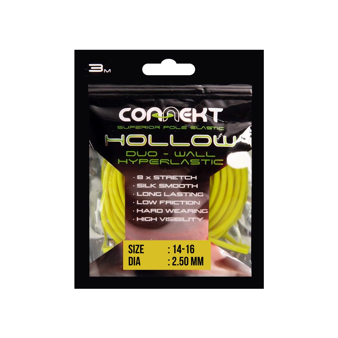 Connekt Hollow Duo-Wall Hyperlastic | Latex Pole Elastic | Perfect For Silvers, Winter F1 Carp, Stock Carp, Small Carp, Paste Fishing & Light Margin, Big Carp and Monster Carp (Yellow)