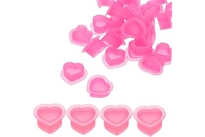 100Pcs Tattoo Cup Silicone Ink Cups,Pink Heart-Shaped Tattoo Ink Cap,Disposable Plastic Pigment Tattoo Ink Caps for Tattooing