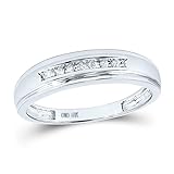 14K White Gold Mens Round Diamond Wedding Band Ring