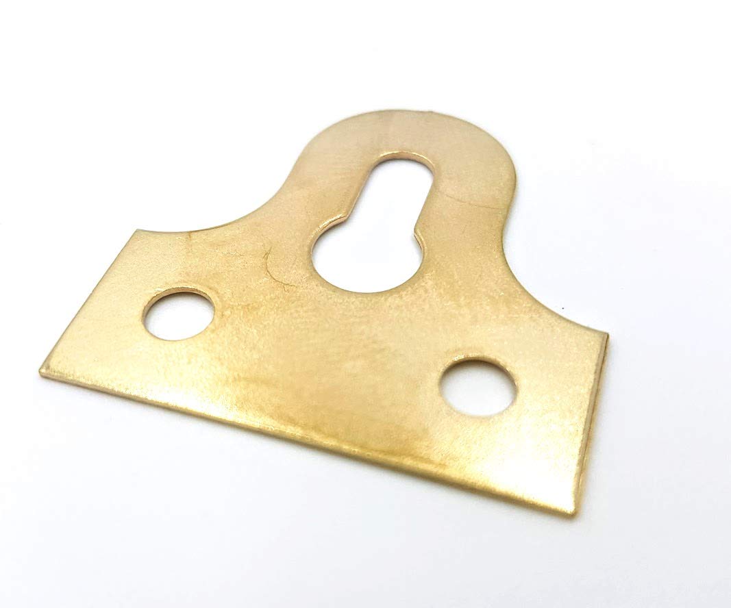 32mm Slotted Picture Mirror Glass Plates - Brass Plated - Secure Frame Mirror Hanging Fixing - Pack of 50