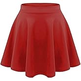 Loxdonz Girls Kids Casual Mini Stretch Waist Flared Plain Pleated Skater Skirt