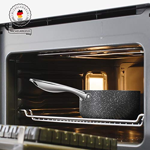 MICHELANGELO Sauce Pan with Lid, 3 Quart Saucepan with Lid Nonstick