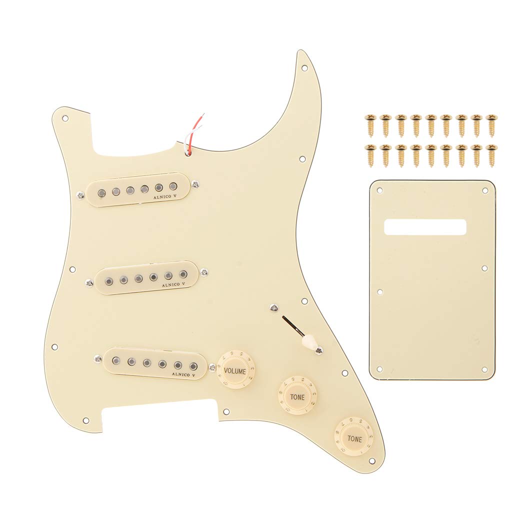 Alnicov SSS 3-Ply Prewired Loaded Pickguard Scratchplate Backplate with Alnico V Pickups Kit for Strat ST Electric Guitars Replacement Parts