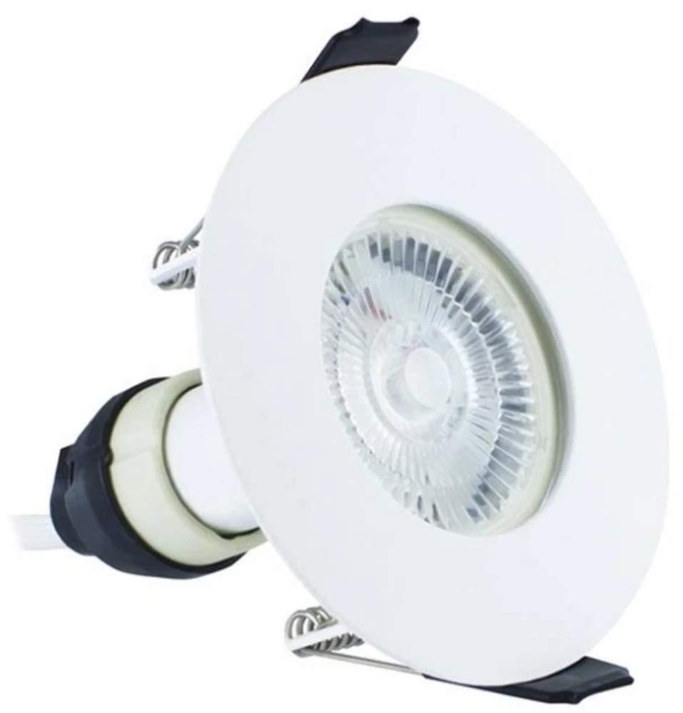 Integral Evofire 70mm cutout Fire Rated Downlight White Round +GU10 Holder + loop-in loop-out terminal block