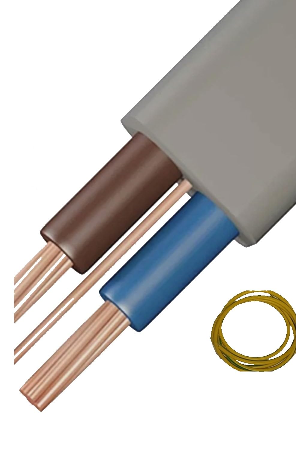 6mm Twin and Earth 6242Y Flat Grey Cable with a cut of Earth sleeving COOKER HOB OVEN (6.0MM, 5, meter)