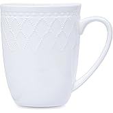 BMVMB 13 oz Bone China Coffee Mug with Handle Pure White Coffee Tea Cup Mug for Men Women - Dishwasher and Microwave Safe Coffee Mug (1, White-A)