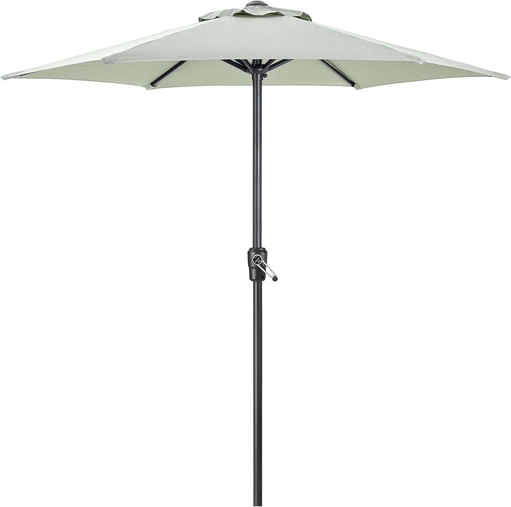 Christow Garden Parasol Umbrella 2.4m Steel Crank Wind Up Sun Shade