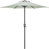 Christow Garden Parasol 2m Sun Shade Umbrella Steel Crank Cream Grey Taupe