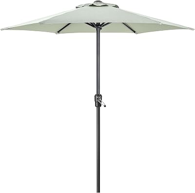 Christow Garden Parasol 2m Sun Shade Umbrella Steel Crank Cream Grey Taupe